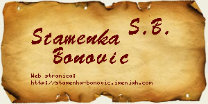 Stamenka Bonović vizit kartica